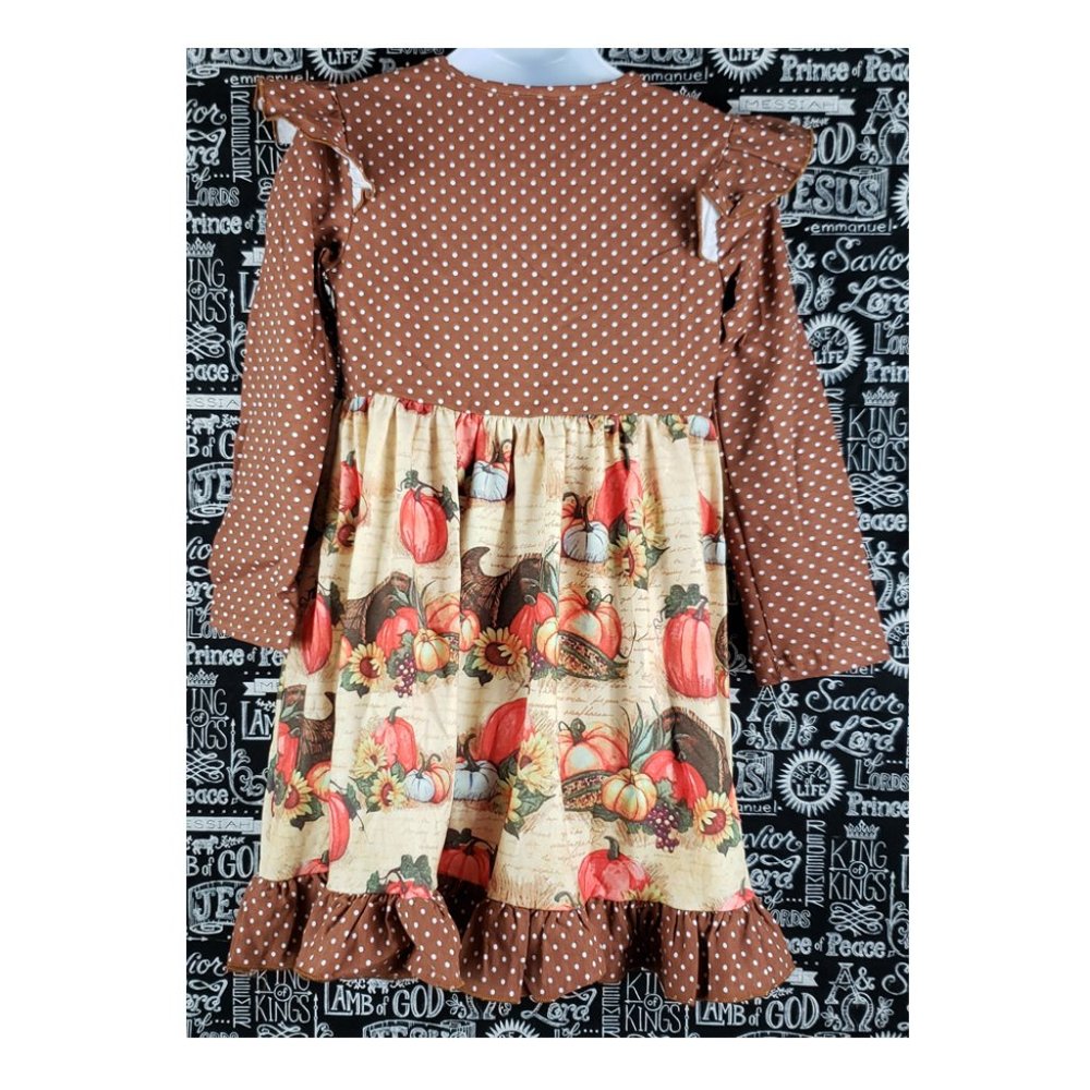 Fall Pumpkin Harvest Thanksgiving Dress NEW 5-6 - Picture 6 of 15